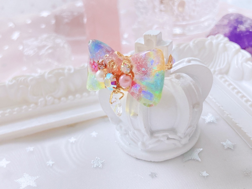 ハート キラキラ ゆらゆら かわいい お花 リボン リング ミルキー レインボー