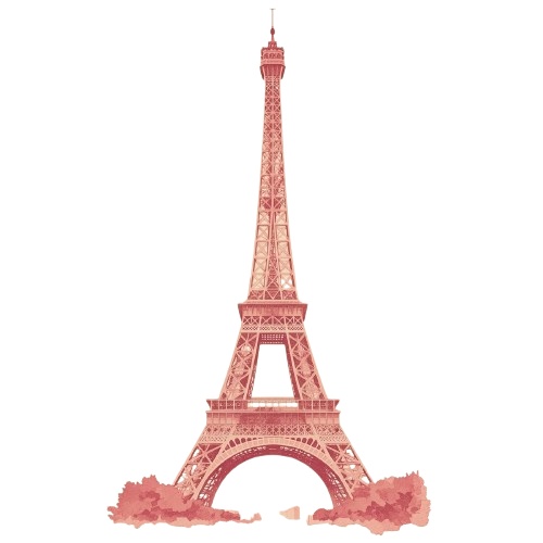 水彩画風 ピンク×アンティーク旅行シリーズ クリップアート素材(全10種)