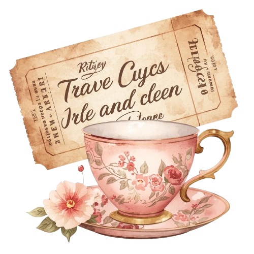 水彩画風 ピンク×アンティーク旅行シリーズ クリップアート素材(全10種)