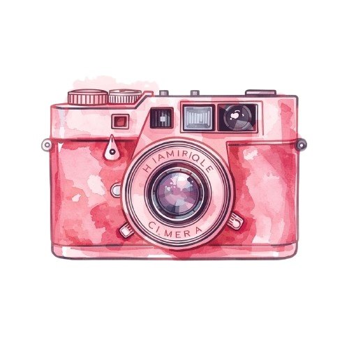 水彩画風 ピンク×アンティーク旅行シリーズ クリップアート素材(全10種)