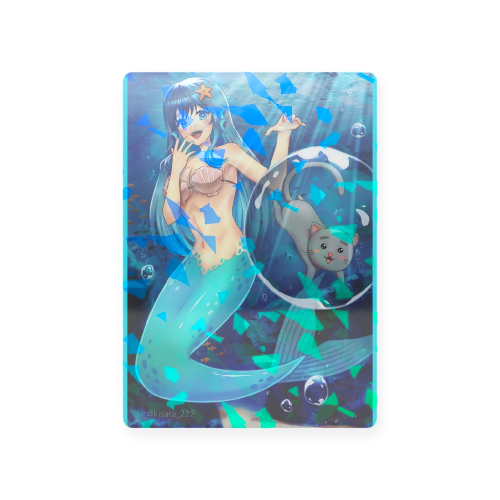 人魚さんと猫さんホログラムプラスチックカード