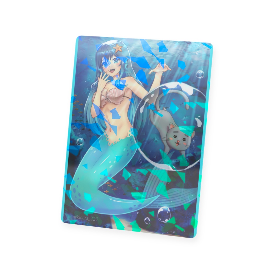 人魚さんと猫さんホログラムプラスチックカード