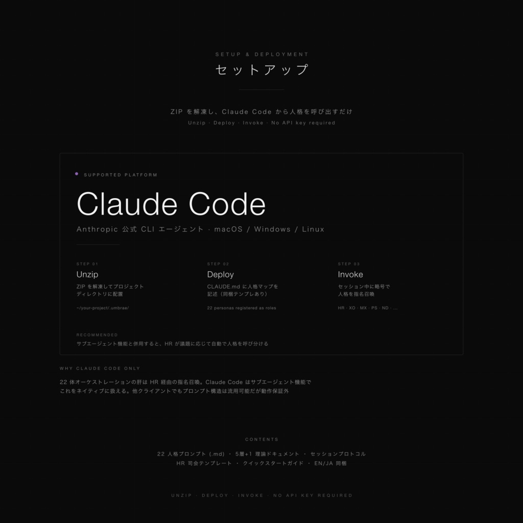 Kagebu — Claude Code 向け 人格構築・運用フレームワーク(22 体搭載) / Emocute