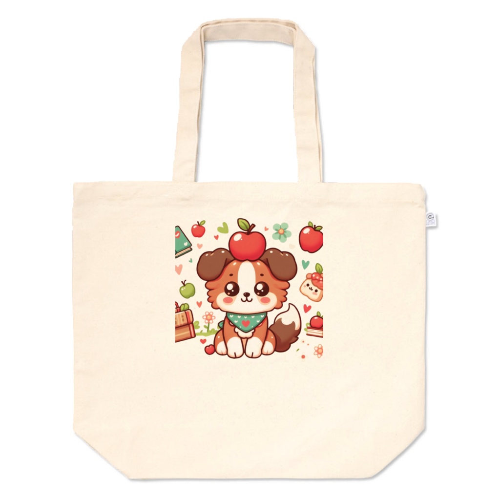 Dog with apple on head（リンゴを頭にのせた犬）