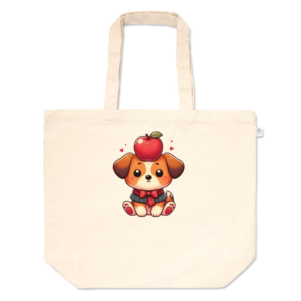 Dog with apple on head（リンゴを頭にのせた犬）