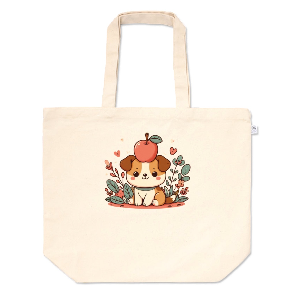 Dog with apple on head（リンゴを頭にのせた犬）