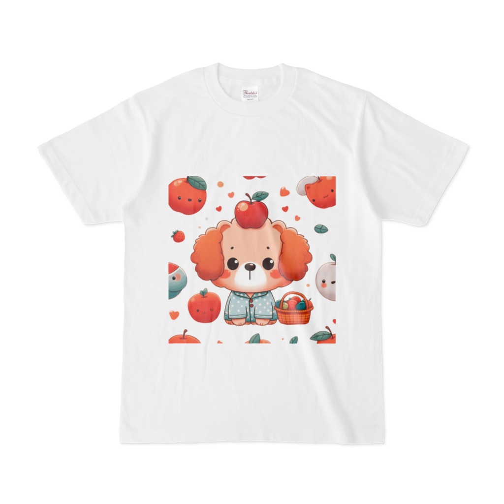 Dog with apple on head（リンゴを頭にのせた犬）