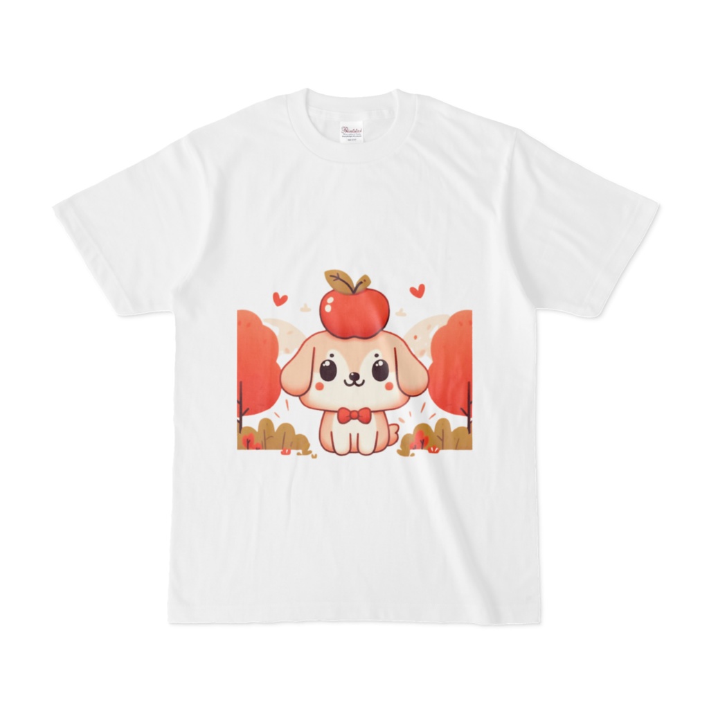 Dog with apple on head（リンゴを頭にのせた犬）