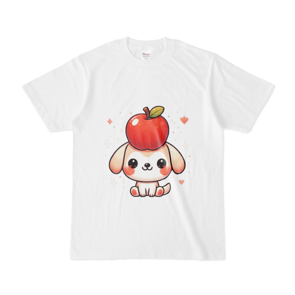 Dog with apple on head(リンゴを頭にのせた犬)