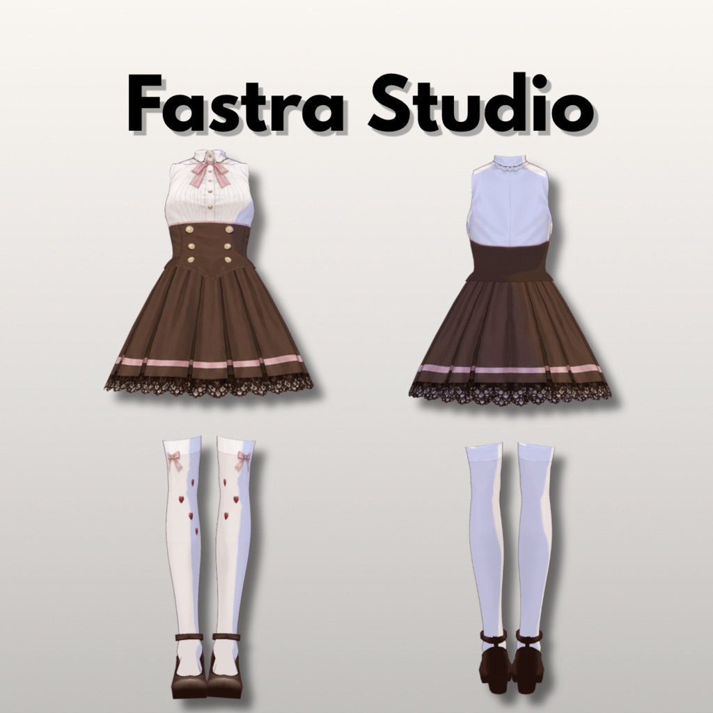 Sweet Chocolate Ribbon Dress Set | VRoid Studio Outfit 【VRoid Texture & Custom Item】