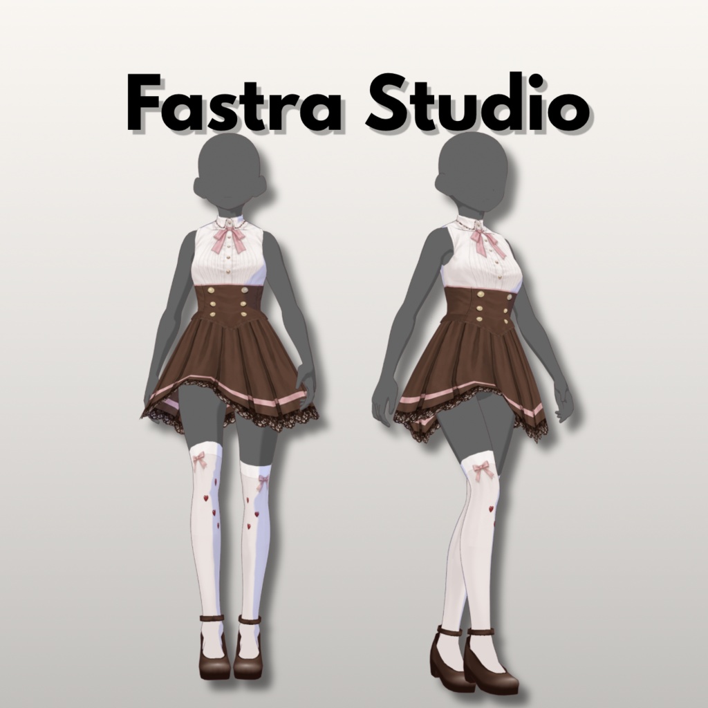 Sweet Chocolate Ribbon Dress Set | VRoid Studio Outfit 【VRoid Texture & Custom Item】