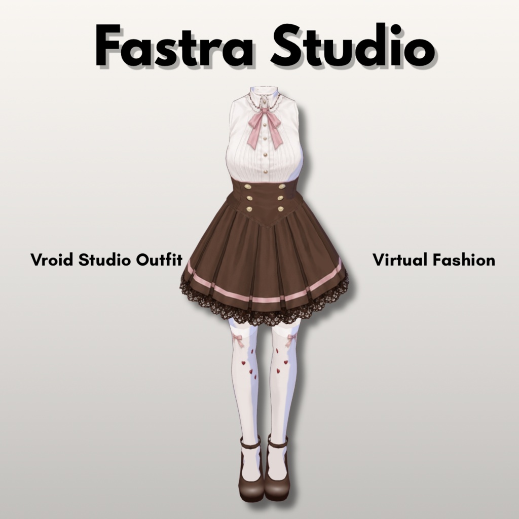 Sweet Chocolate Ribbon Dress Set | VRoid Studio Outfit 【VRoid Texture & Custom Item】