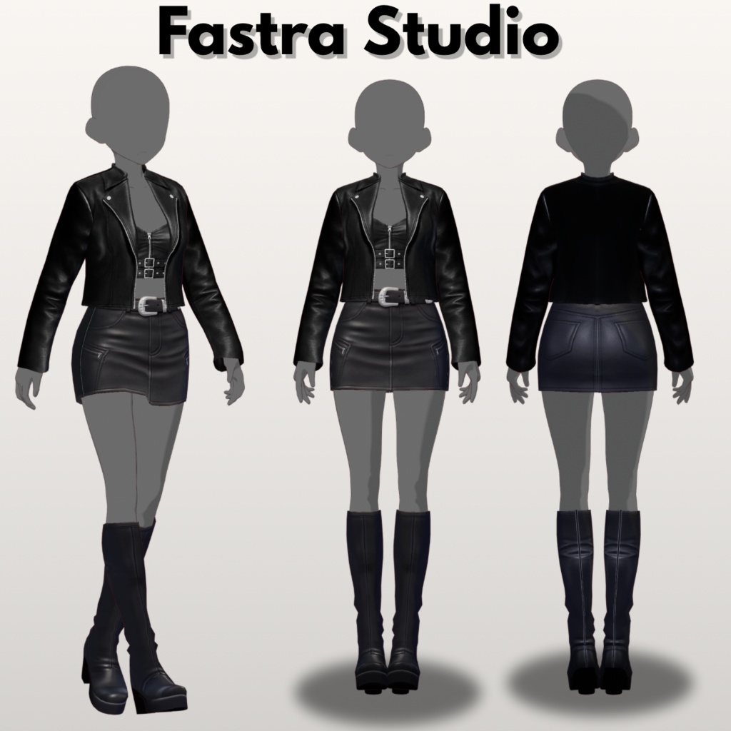 Midnight Biker Leather Set Customitem| VRoid Studio Outfit| Vroid Texture