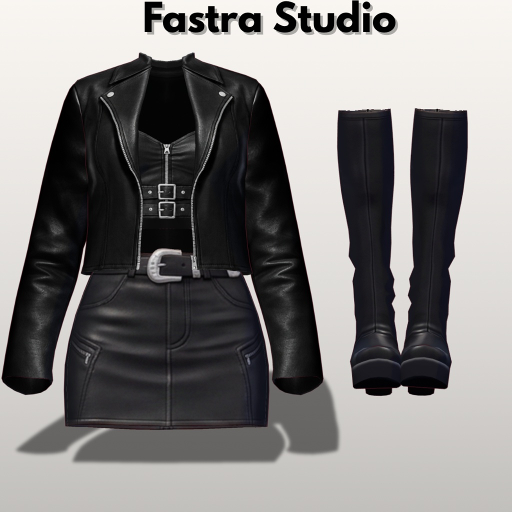 Midnight Biker Leather Set Customitem| VRoid Studio Outfit| Vroid Texture