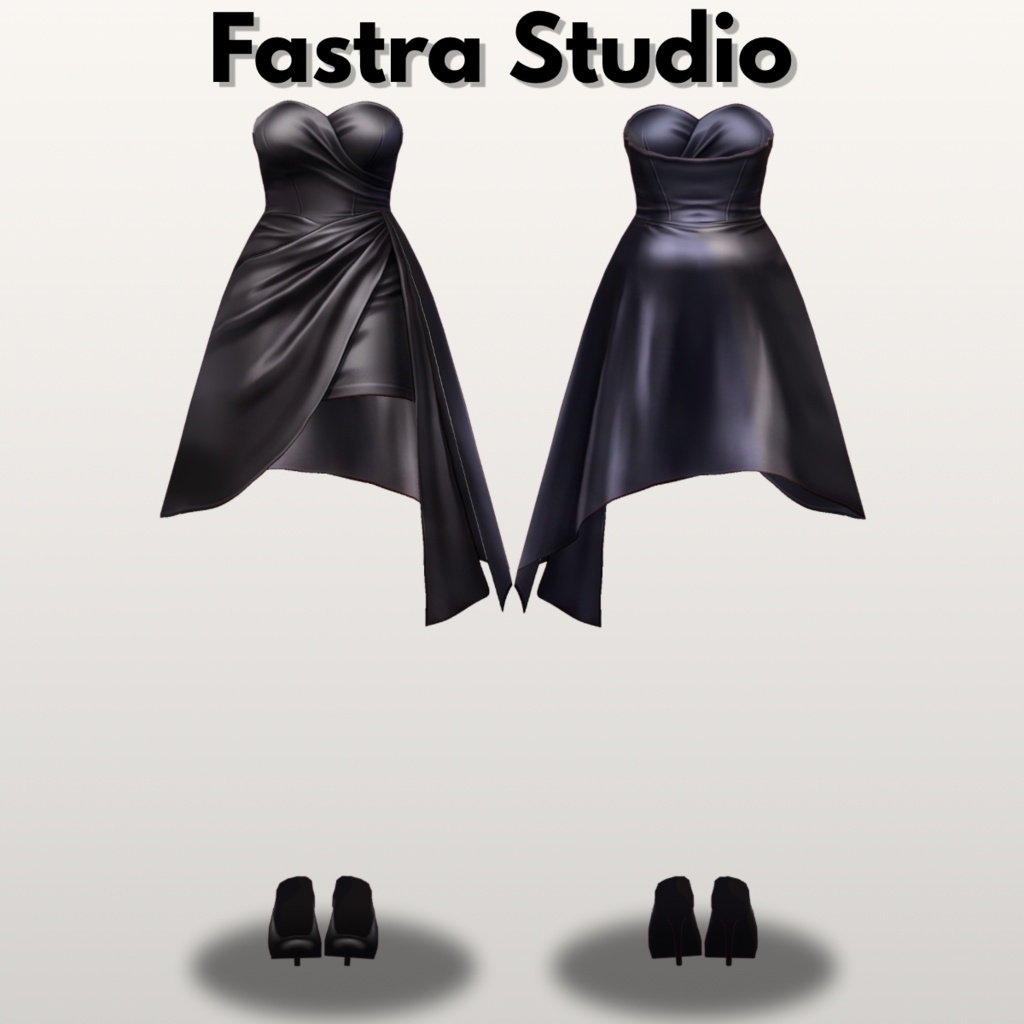 Midnight Elegance Strapless Dress Set | VRoid Studio Outfit
