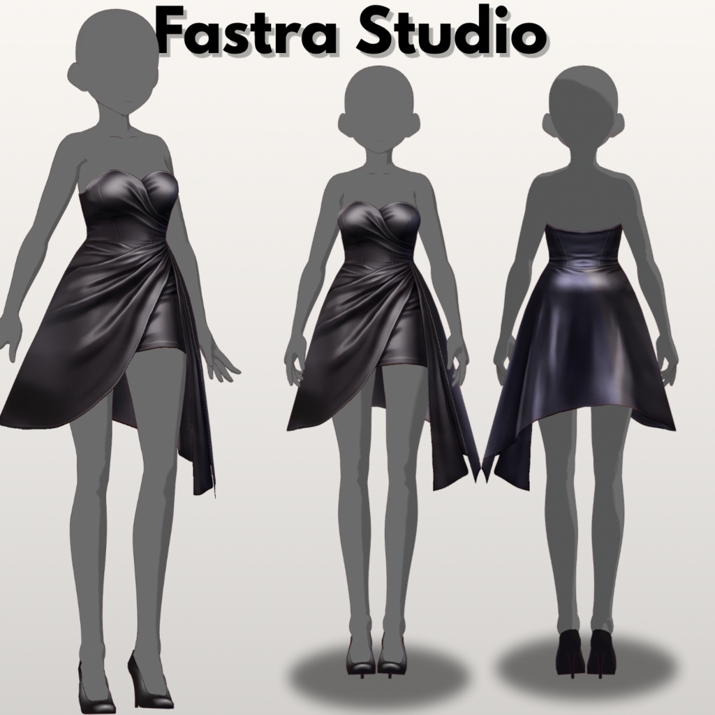 Midnight Elegance Strapless Dress Set | VRoid Studio Outfit