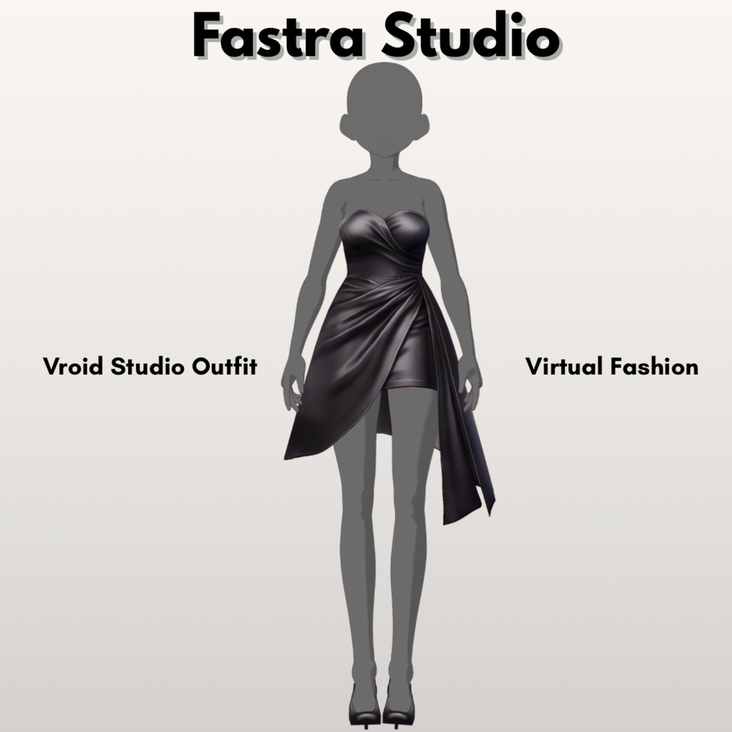 Midnight Elegance Strapless Dress Set | VRoid Studio Outfit