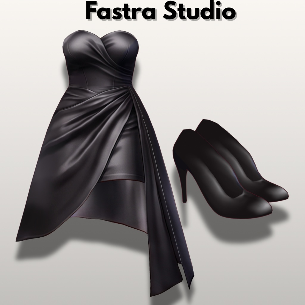Midnight Elegance Strapless Dress Set | VRoid Studio Outfit