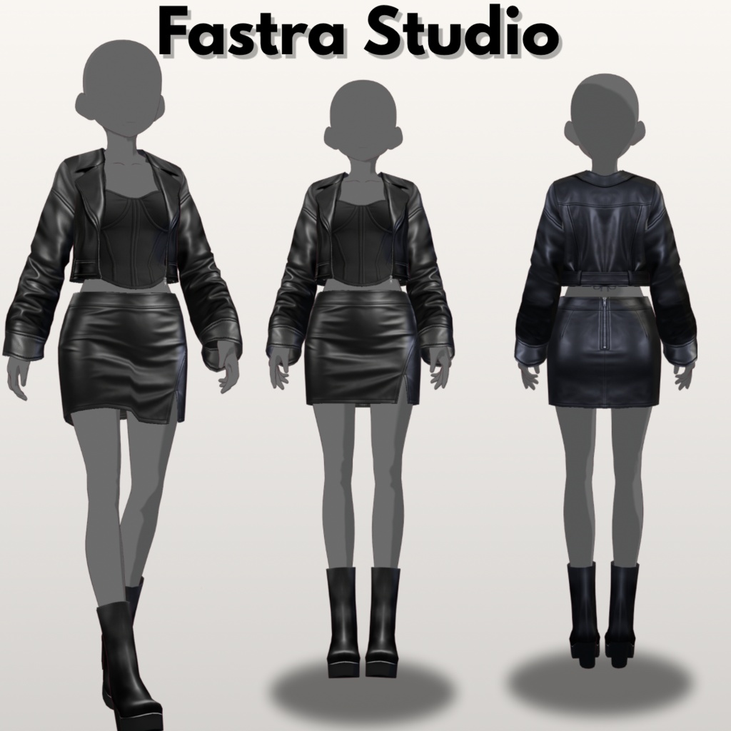 Gothic Outfit VRoid Edgy Outfit Dress Leather Biker Set Streetware Outfit VRoid Studio VRoid Clothes VRoid Cosplay VTuber Asset VRM