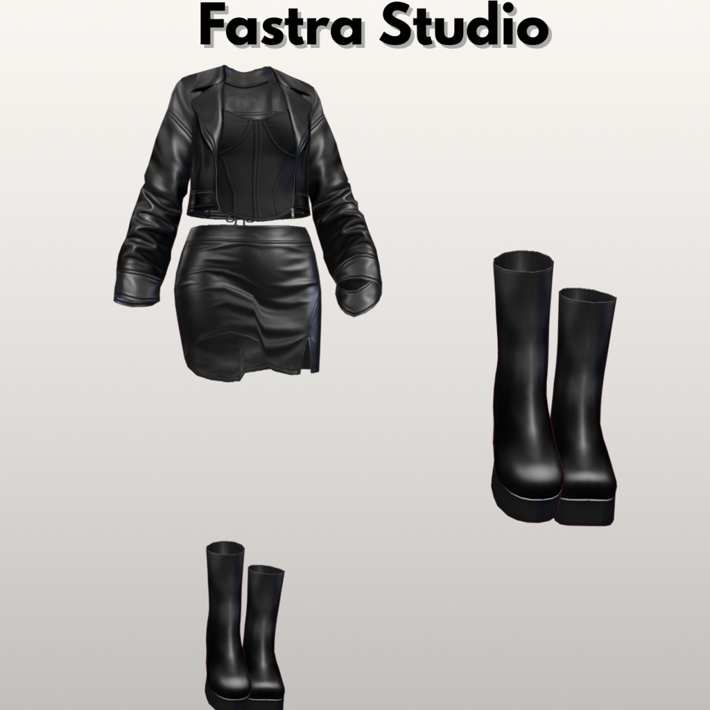 Gothic Outfit VRoid Edgy Outfit Dress Leather Biker Set Streetware Outfit VRoid Studio VRoid Clothes VRoid Cosplay VTuber Asset VRM