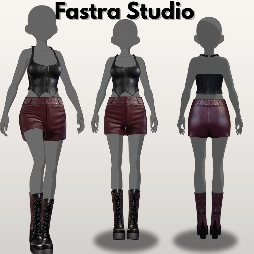 VRoid Clothes Corset Gothic VRoid Outfit Leather Outfit Streetware VRoid Customitem VRoid Studio VRoid Texture Gothic Outfitset Edgy Texture Outfit VRM VTuber Gothic Casual VRoid Outfitset