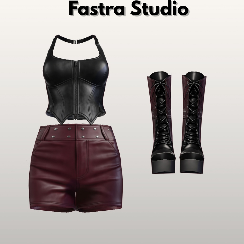 VRoid Clothes Corset Gothic VRoid Outfit Leather Outfit Streetware VRoid Customitem VRoid Studio VRoid Texture Gothic Outfitset Edgy Texture Outfit VRM VTuber Gothic Casual VRoid Outfitset