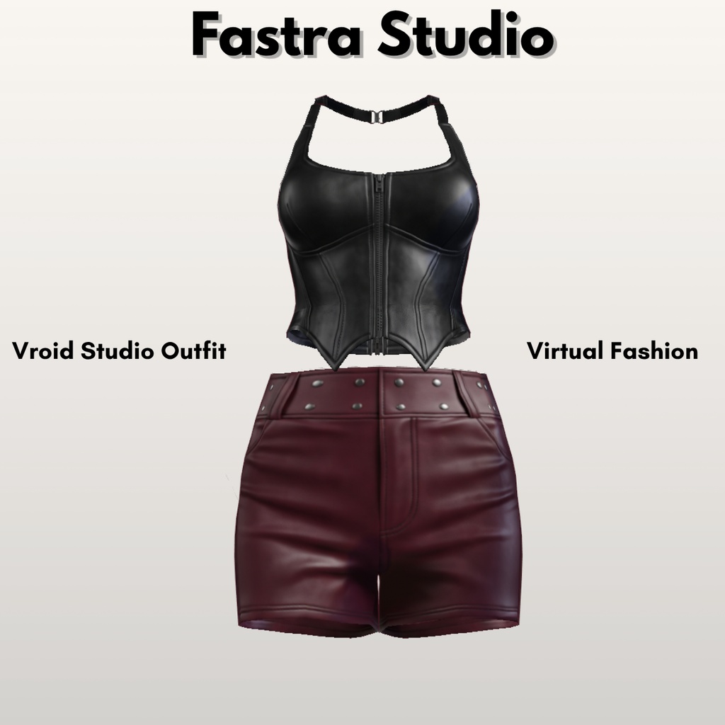 VRoid Clothes Corset Gothic VRoid Outfit Leather Outfit Streetware VRoid Customitem VRoid Studio VRoid Texture Gothic Outfitset Edgy Texture Outfit VRM VTuber Gothic Casual VRoid Outfitset