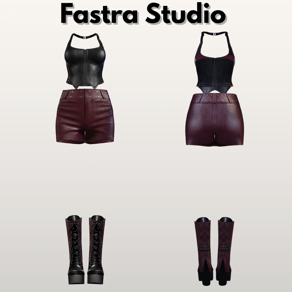VRoid Clothes Corset Gothic VRoid Outfit Leather Outfit Streetware VRoid Customitem VRoid Studio VRoid Texture Gothic Outfitset Edgy Texture Outfit VRM VTuber Gothic Casual VRoid Outfitset