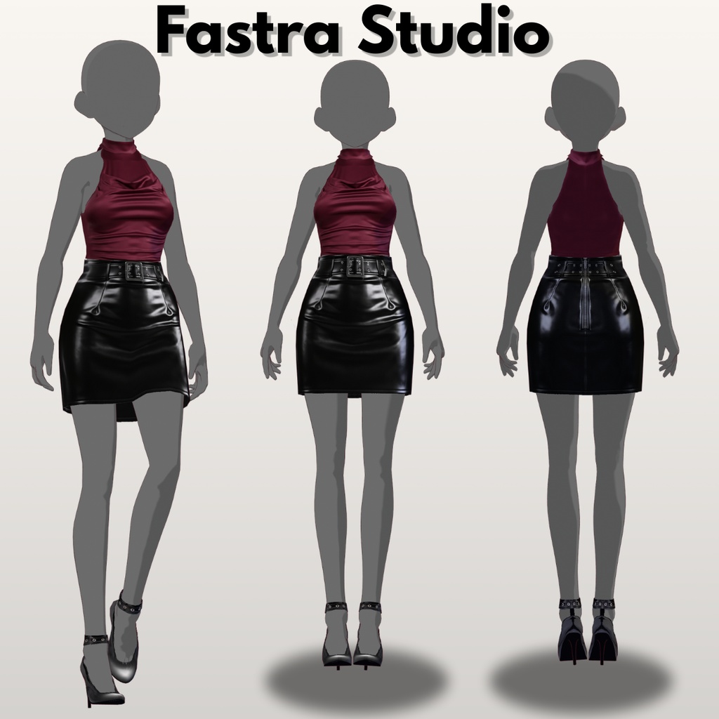 Burgundy Leather Top VRoid Clothes Corset Gothic VRoid Outfit Leather VRoid Customitem VRoid Studio VRoid Texture Gothic Outfitset Edgy Texture Outfit VRM VTuber Gothic Casual VRoid Outfitset
