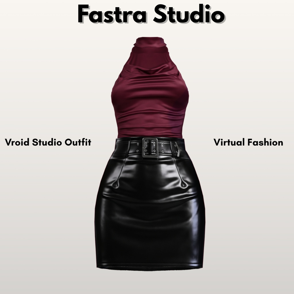 Burgundy Leather Top VRoid Clothes Corset Gothic VRoid Outfit Leather VRoid Customitem VRoid Studio VRoid Texture Gothic Outfitset Edgy Texture Outfit VRM VTuber Gothic Casual VRoid Outfitset