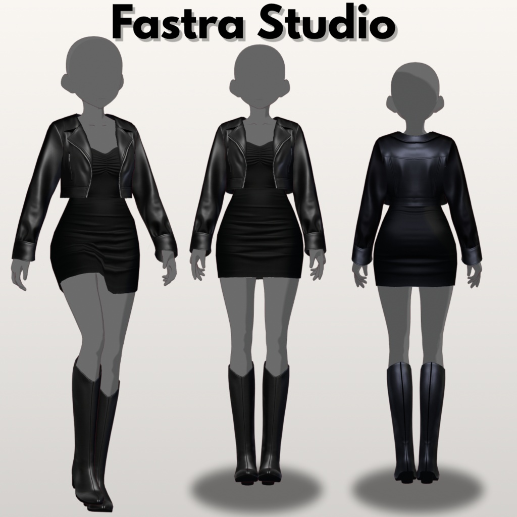 Leather Cropped Outfit VRoid Studio Customitem VRoid Clothes VTuber Asset VRoid Texture VRoid Streetware VRoid Gothic Digital File