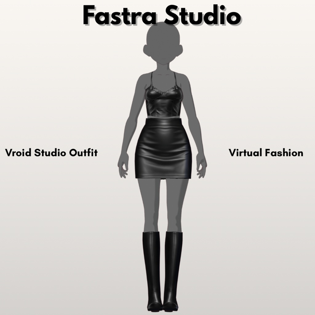 VRoid衣装 Black Leather Bustier & Mini Skirt Outfit Gothic Outfit, Punk Fashion, Biker Fashion,Dark Fashion CustomitemVRoid Studio Outfit| Vroid Texture, VRoid Clothes, VTuber Asset, Costume