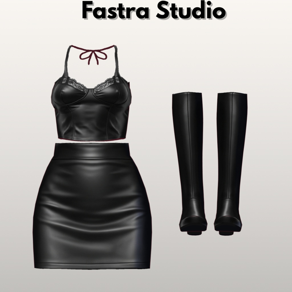 VRoid衣装 Black Leather Bustier & Mini Skirt Outfit Gothic Outfit, Punk Fashion, Biker Fashion,Dark Fashion CustomitemVRoid Studio Outfit| Vroid Texture, VRoid Clothes, VTuber Asset, Costume