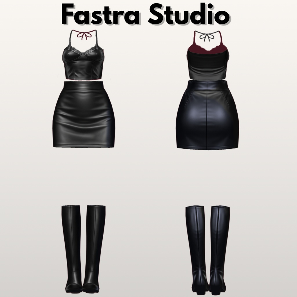 VRoid衣装 Black Leather Bustier & Mini Skirt Outfit Gothic Outfit, Punk Fashion, Biker Fashion,Dark Fashion CustomitemVRoid Studio Outfit| Vroid Texture, VRoid Clothes, VTuber Asset, Costume