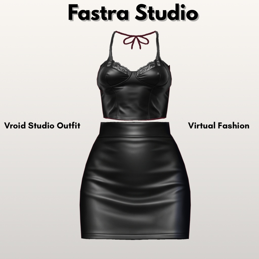 VRoid衣装 Black Leather Bustier & Mini Skirt Outfit Gothic Outfit, Punk Fashion, Biker Fashion,Dark Fashion CustomitemVRoid Studio Outfit| Vroid Texture, VRoid Clothes, VTuber Asset, Costume