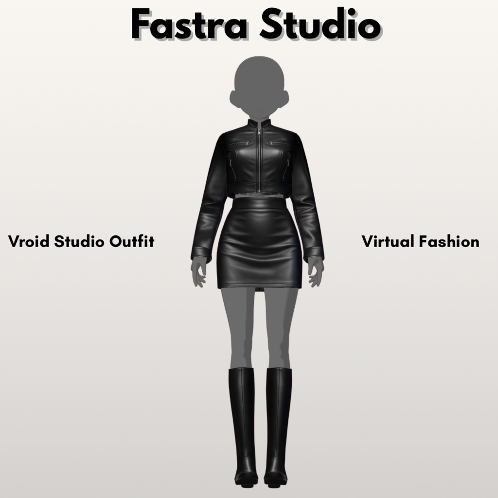 【VRoid】ブラックレザーバイカーセット｜ジャケット＆ミニスカート VRoid Studio VRoid Clothes Edgy Outfit Gothic VRoid Outfit Streetware Leather VRoid Texture Customitem