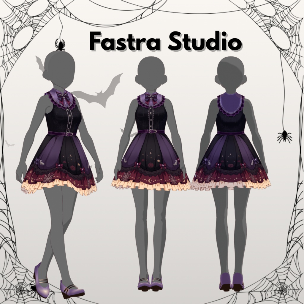 Halloween Outfit VRoid Studio Anime Style, Customitem VRoid, Halloween Dress, VRoid Clothes, Virtual Fashion