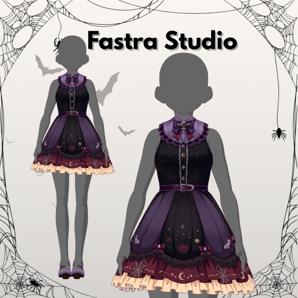 Halloween Outfit VRoid Studio Anime Style, Customitem VRoid, Halloween Dress, VRoid Clothes, Virtual Fashion