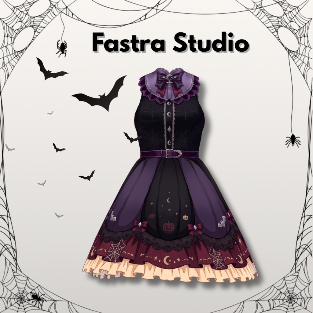 Halloween Outfit VRoid Studio Anime Style, Customitem VRoid, Halloween Dress, VRoid Clothes, Virtual Fashion
