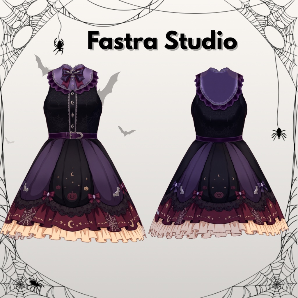 Halloween Outfit VRoid Studio Anime Style, Customitem VRoid, Halloween Dress, VRoid Clothes, Virtual Fashion