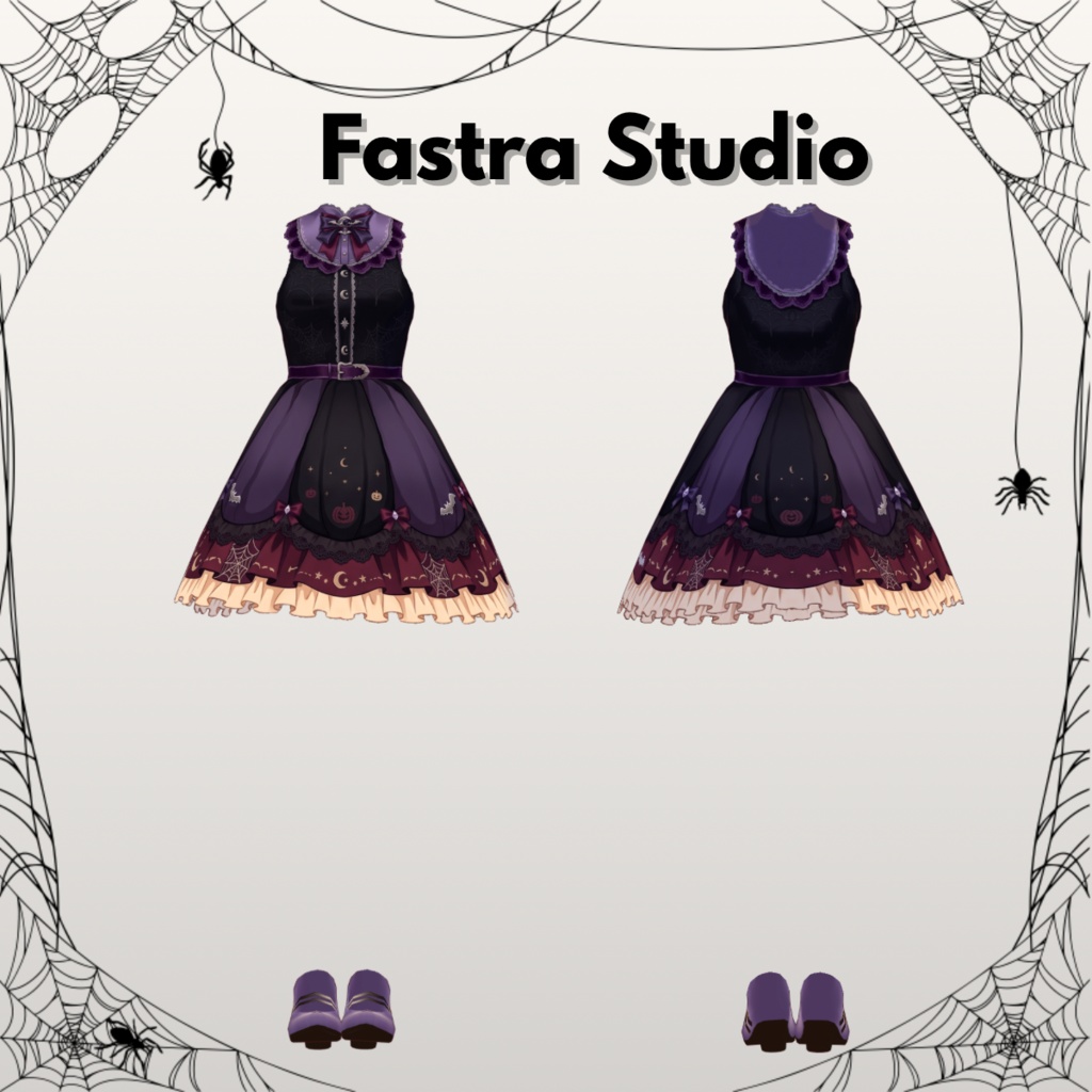 Halloween Outfit VRoid Studio Anime Style, Customitem VRoid, Halloween Dress, VRoid Clothes, Virtual Fashion
