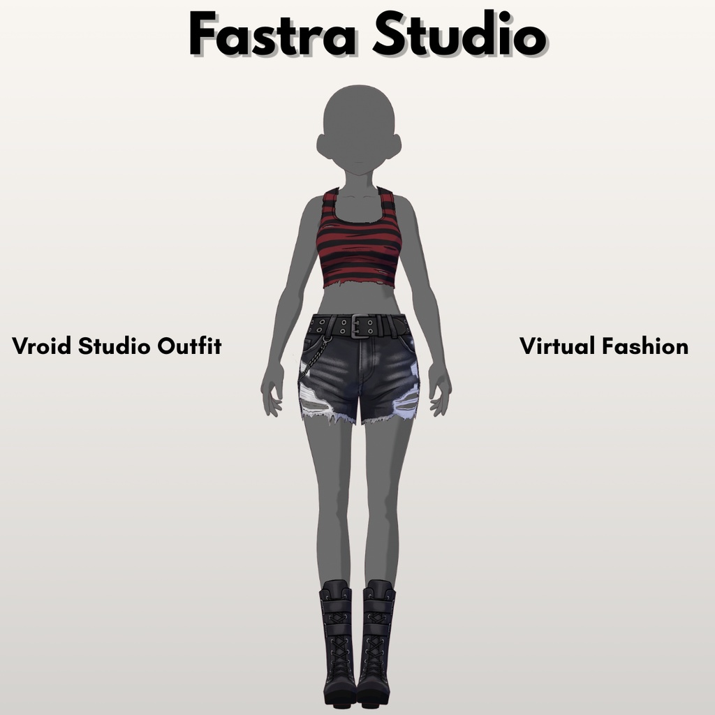 Dark Grunge Denim Set,Gothic Outfit, VRoid Clothes, VRoid Costume,Customitem,VRoid Studio Outfit,Vroid Texture