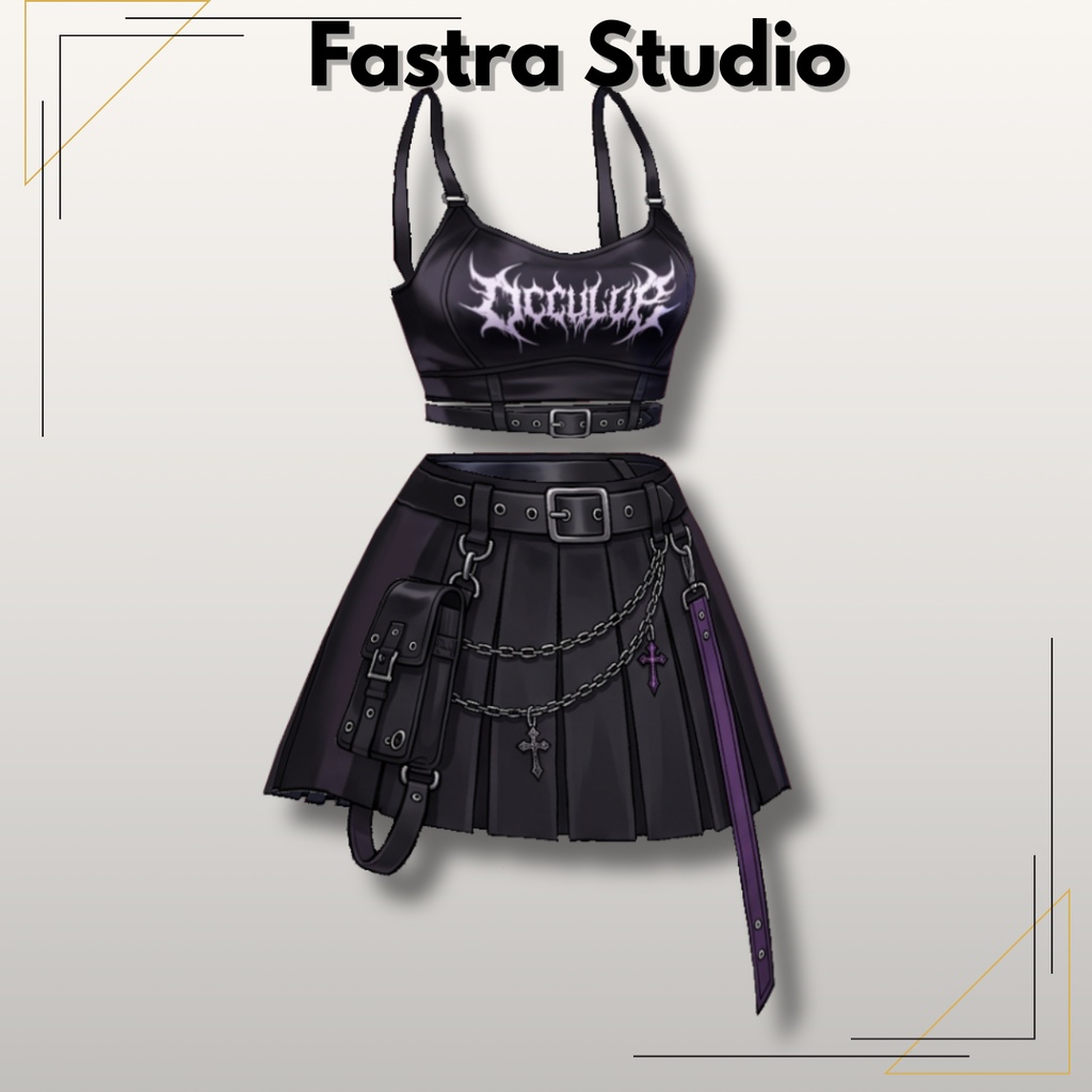 Gothic Punk Set Customitem VRoid Clothes,VRoid Studio,Outfit Vroid Texture. Customitem, VTuber Model, Anime Style, Vtuber Asset