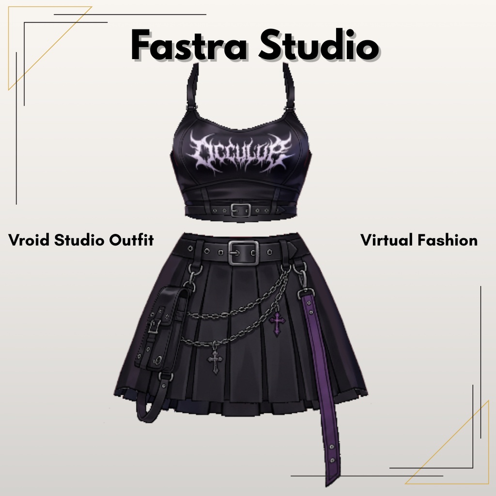 Gothic Punk Set Customitem VRoid Clothes,VRoid Studio,Outfit Vroid Texture. Customitem, VTuber Model, Anime Style, Vtuber Asset