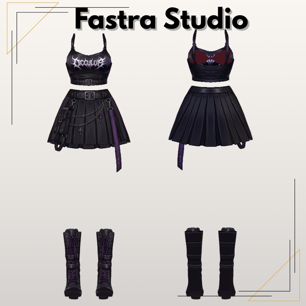 Gothic Punk Set Customitem VRoid Clothes,VRoid Studio,Outfit Vroid Texture. Customitem, VTuber Model, Anime Style, Vtuber Asset