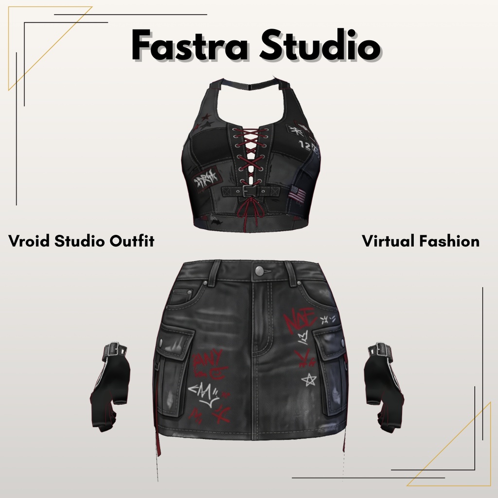 Dark Grunge Biker Outfit VRoid Studio Customitem VRoid Clothes VTuber Asset VRoid Texture VRoid Streetware VRoid Gothic Digital File