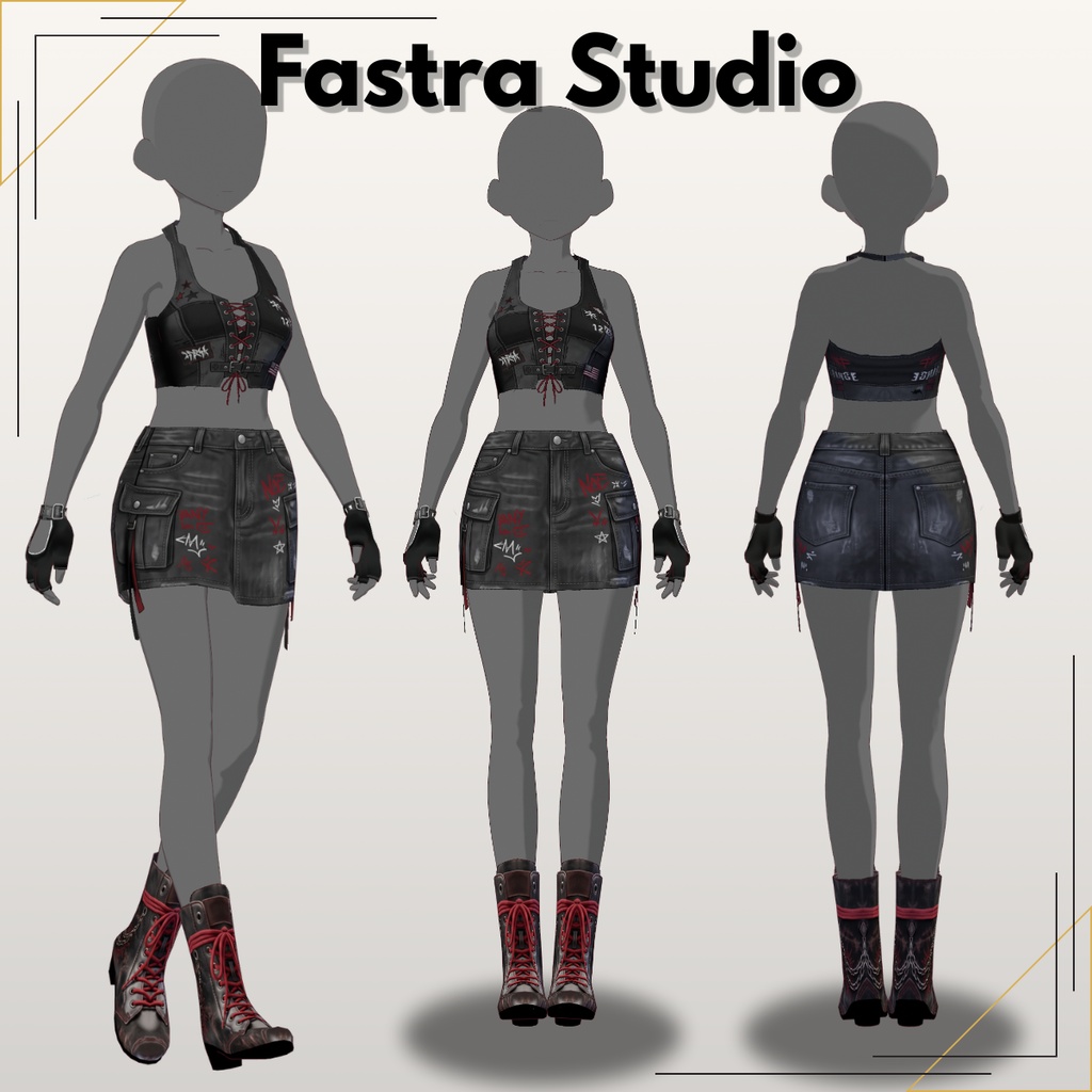 Dark Grunge Biker Outfit VRoid Studio Customitem VRoid Clothes VTuber Asset VRoid Texture VRoid Streetware VRoid Gothic Digital File
