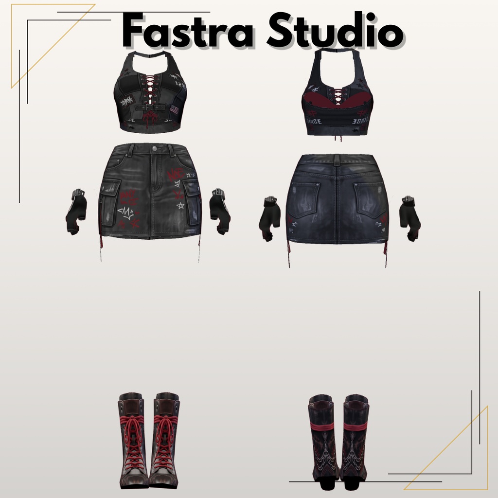 Dark Grunge Biker Outfit VRoid Studio Customitem VRoid Clothes VTuber Asset VRoid Texture VRoid Streetware VRoid Gothic Digital File