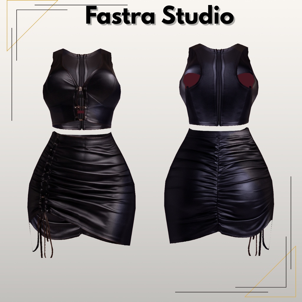 Black Leather Lace Up Set Custom Item,VRoid Studio Outfit,Vroid Texture, Vtuber Asset, VRoid Costume, Vtuber Model