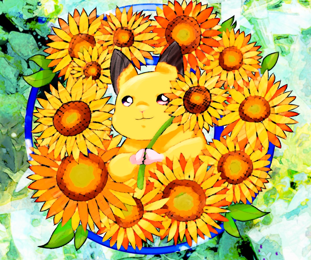 キンクマくんとひまわりの缶ミラー